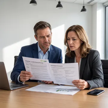 Recruiter and MedTech hiring leader reviewing candidate profiles