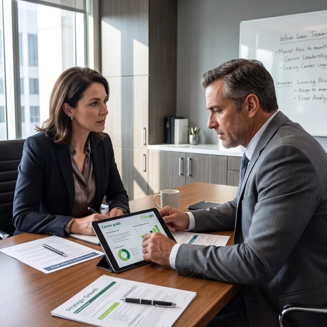 Executive coach meeting with a healthcare leader