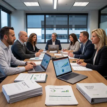 MedTech executives meeting in a modern office