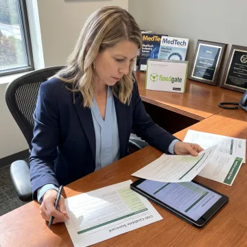 Recruiter discussing executive candidate profile