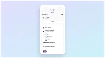Post-purchase survey interface collecting customer preferences and product use case data