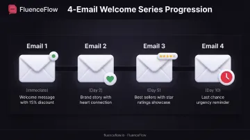 Four-step welcome email series timeline from immediate send to day 10 final reminder
