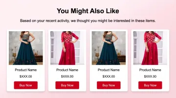 Personalized product recommendation email template showing dynamic content blocks based on purchase history