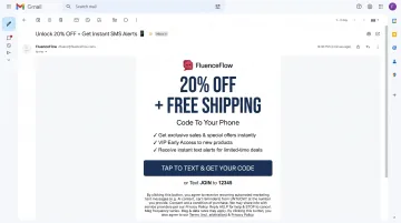 Email marketing campaign promoting SMS subscription with clear CTA button and value proposition
