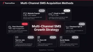 Seven SMS subscriber acquisition channels with conversion rate benchmarks and use cases