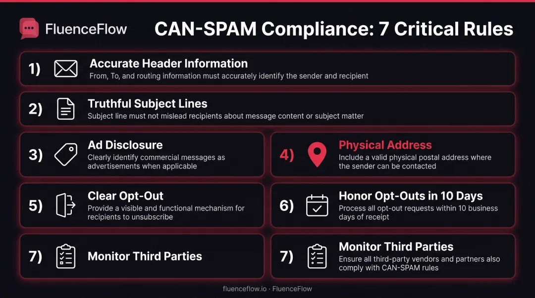 7 CAN-SPAM compliance requirements from header accuracy to third-party monitoring