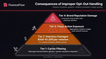 SMS opt-out violation consequences and penalty breakdown infographic