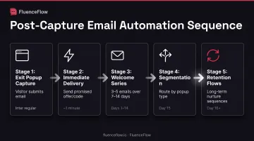 Exit-intent popup to retention marketing post-capture automation workflow diagram