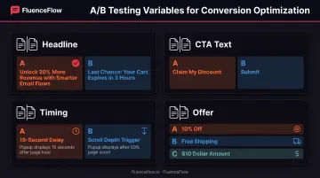 Four key popup A/B testing variables with winning variations and optimization tips