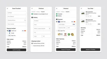 Streamlined ecommerce checkout page with guest checkout and multiple payment options