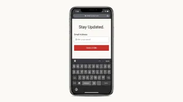 Mobile-optimized email signup form displaying single-column layout with large touch targets