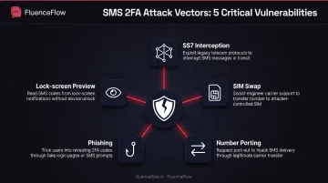 SMS two-factor authentication security vulnerabilities and attack vectors diagram