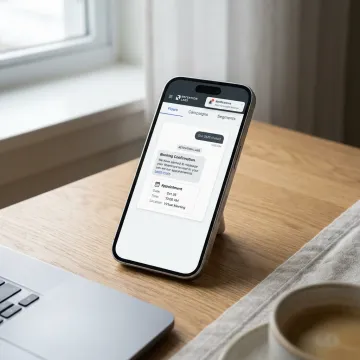 Booking confirmation SMS on phone