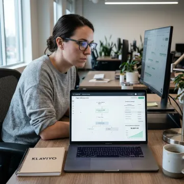 Strategist reviewing SMS automation workflow