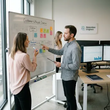Digital marketing team planning SEO, design, email, and SMS strategy