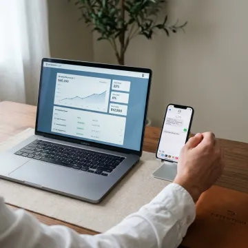 SMS reminder workflow on laptop and phone