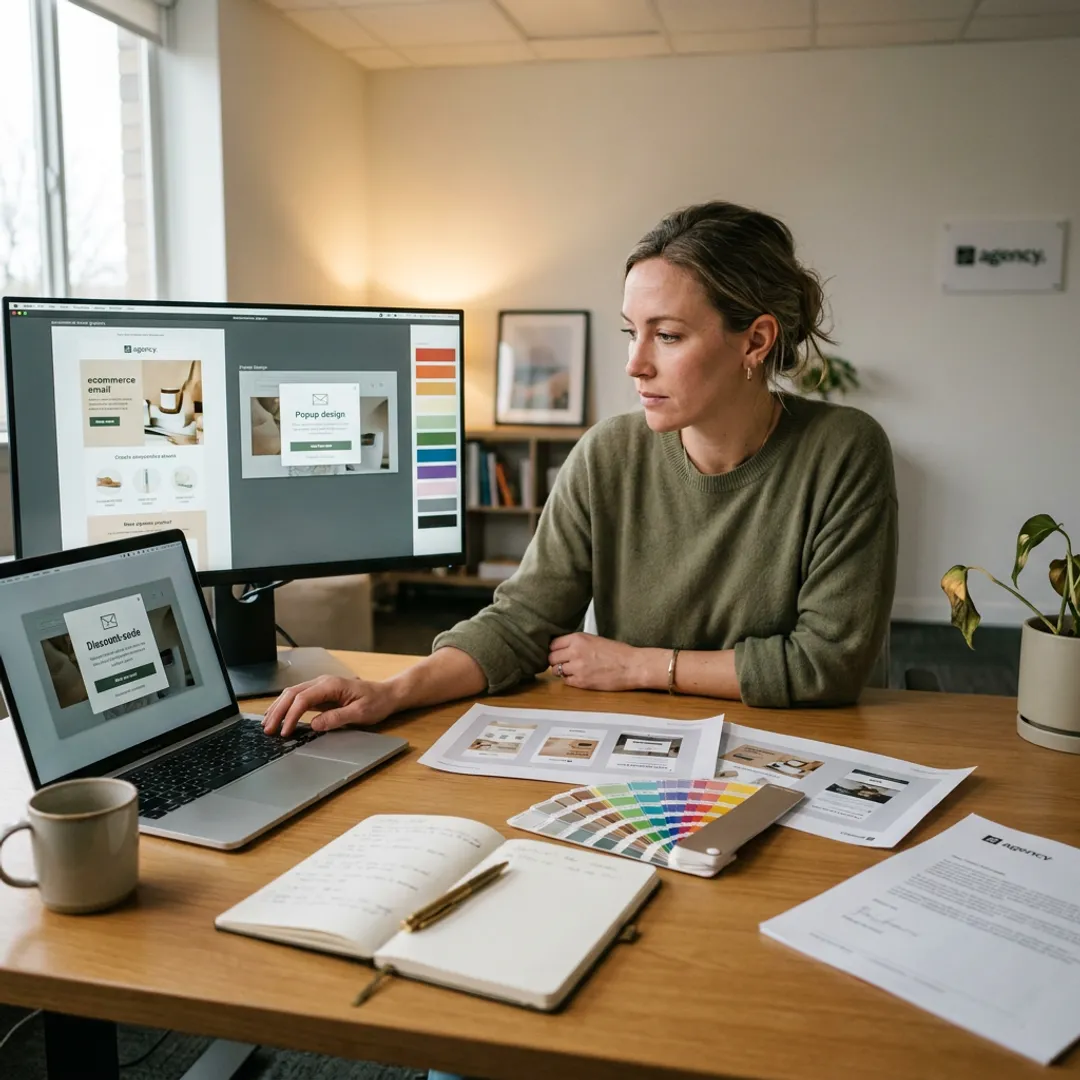 Designer reviewing ecommerce brand graphics