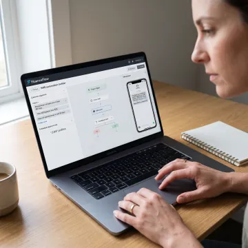 Ecommerce SMS automation strategy on laptop