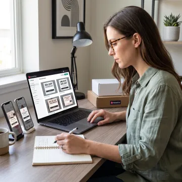 Marketing specialist reviewing an e-commerce popup design