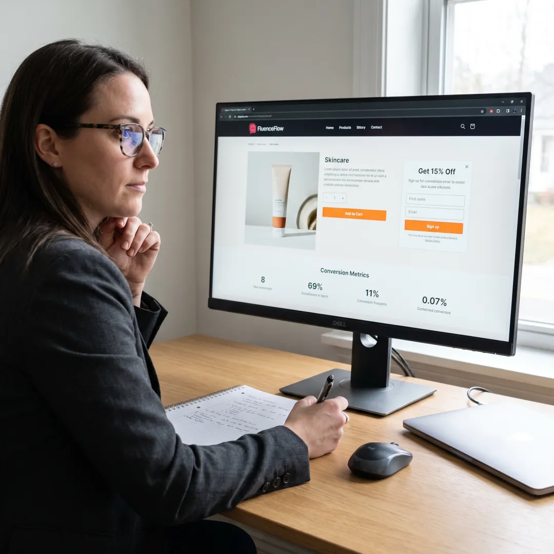 Designer reviewing a landing page conversion layout