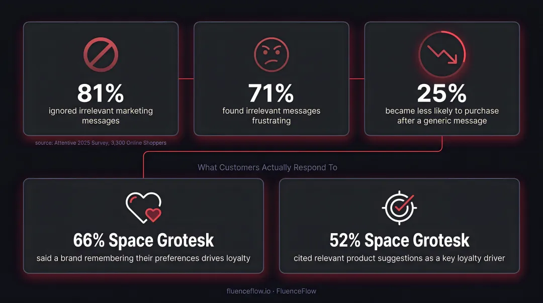 Consumer response statistics to generic versus personalized brand messaging infographic