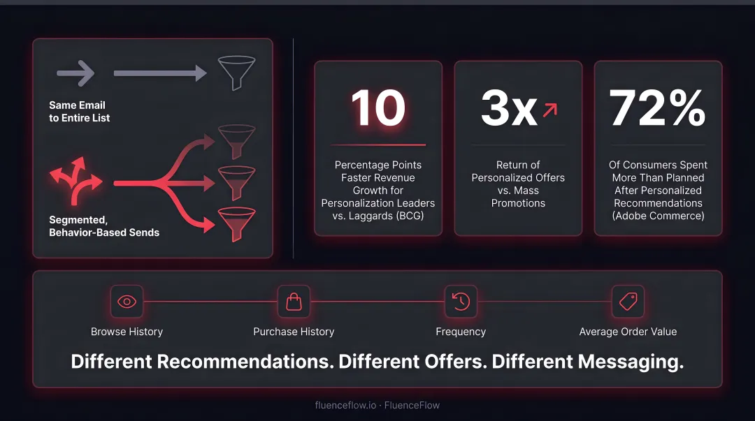 Three personalization ROI statistics showing revenue impact for ecommerce brands
