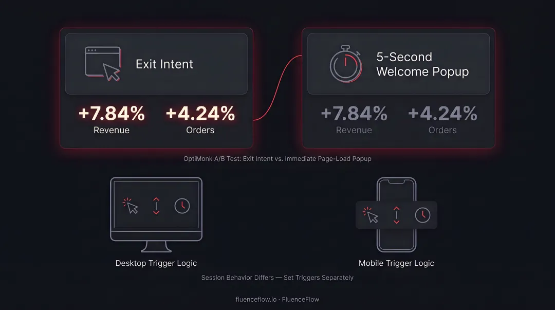 Popup timing trigger comparison exit intent versus immediate page load results