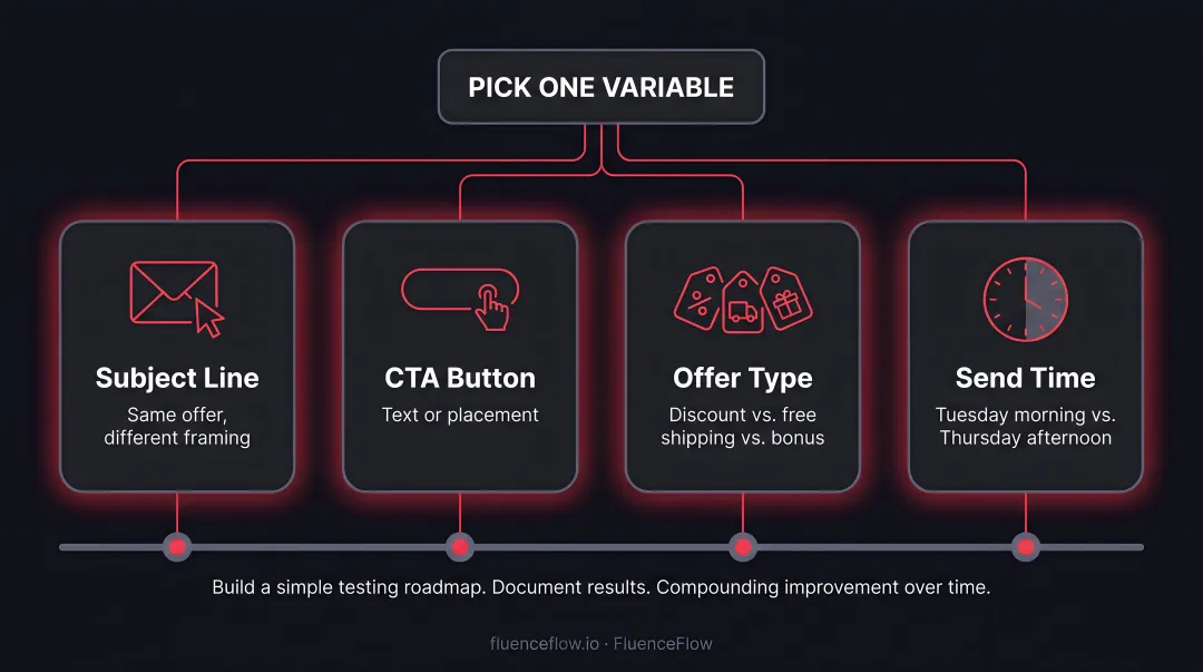 A/B testing one variable at a time campaign optimization roadmap infographic