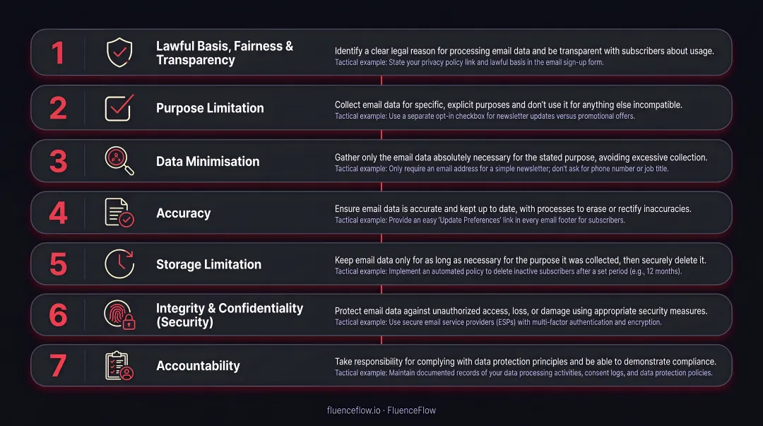 7 GDPR data protection principles for email marketers explained visually