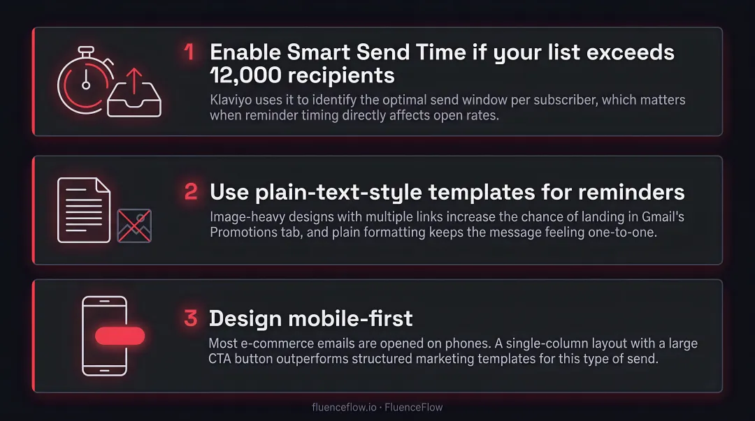 Klaviyo post-purchase survey reminder automation flow logic diagram
