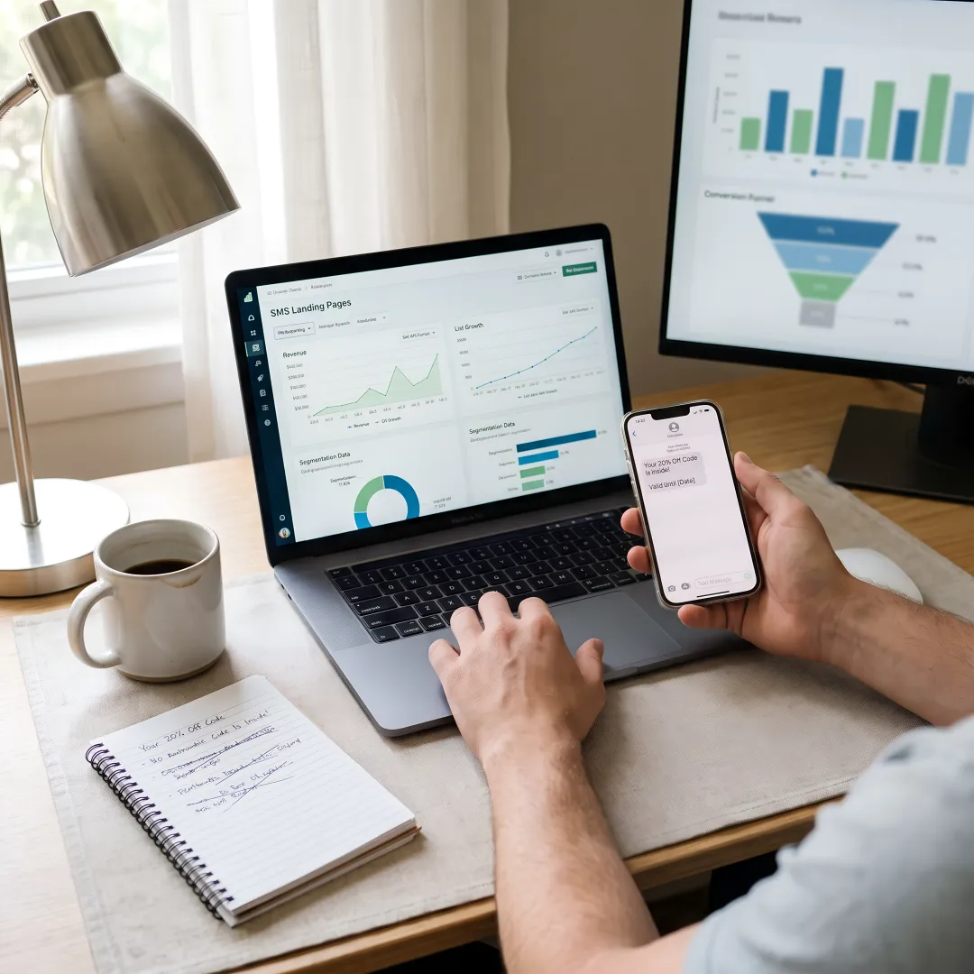 SMS landing page strategy dashboard