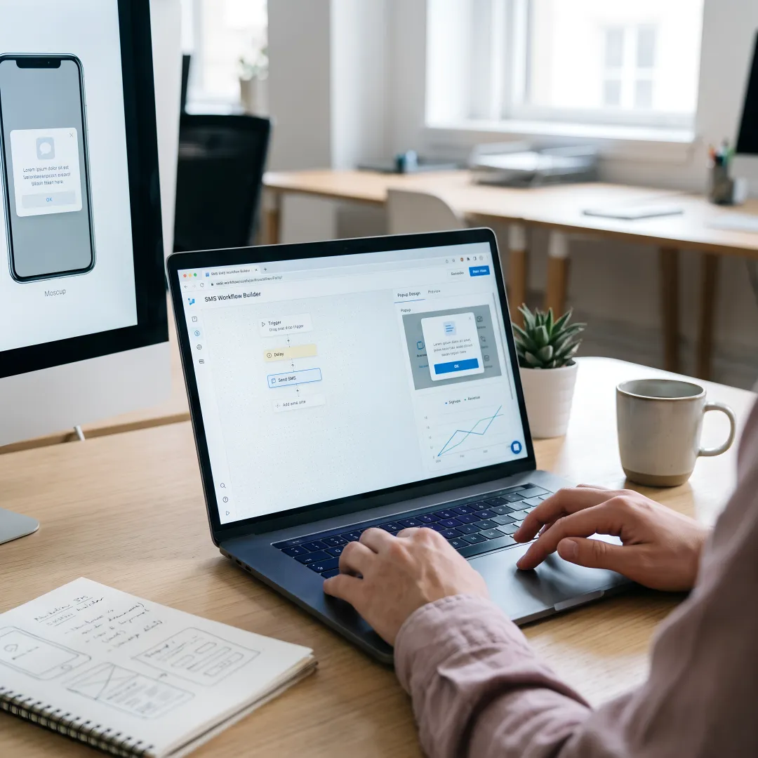 SMS marketing workflow being built in Klaviyo
