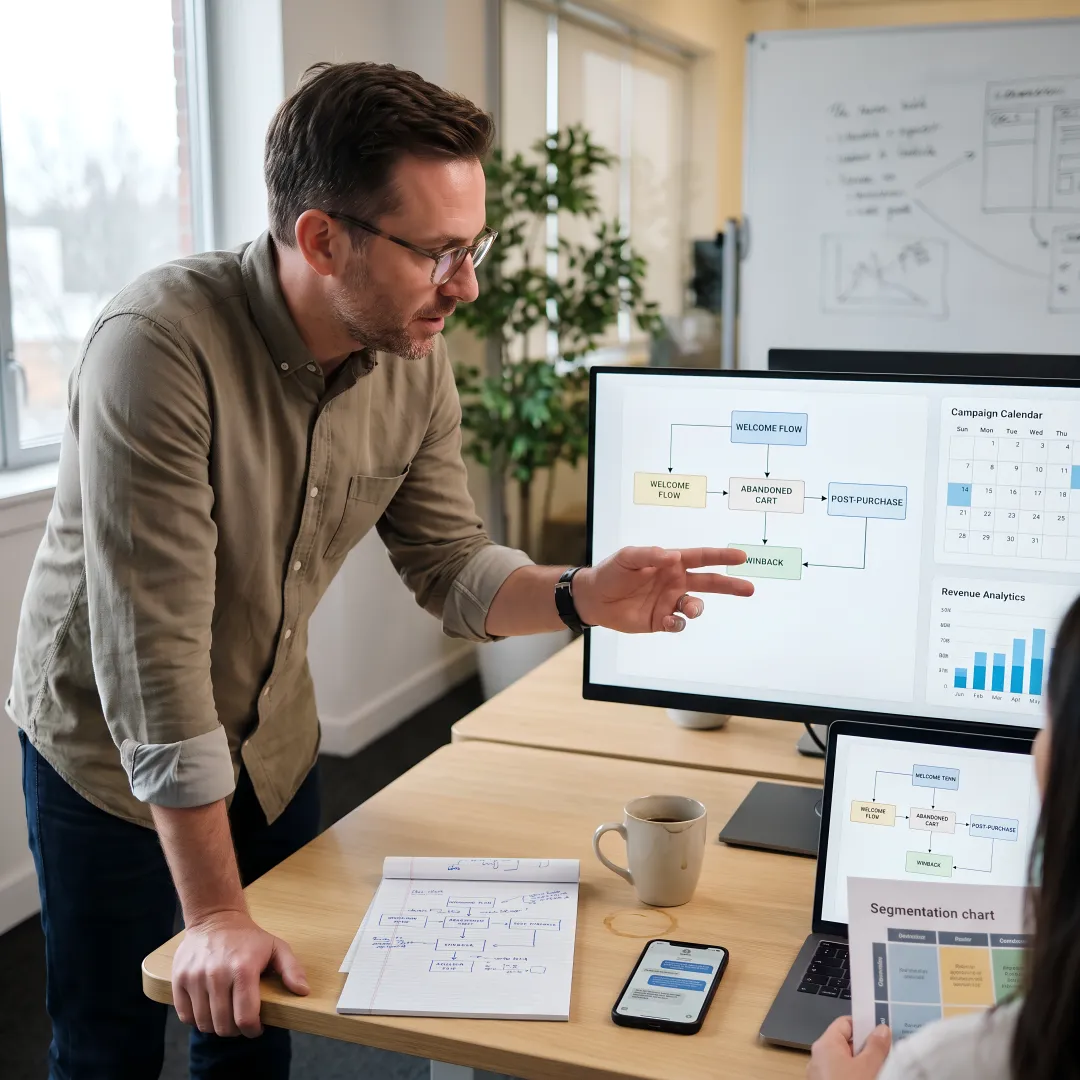 CRM consultant mapping email flows and analytics
