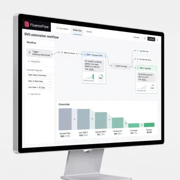 SMS automation flow on an e-commerce dashboard