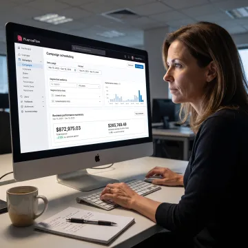 Email campaign scheduling dashboard with audience data
