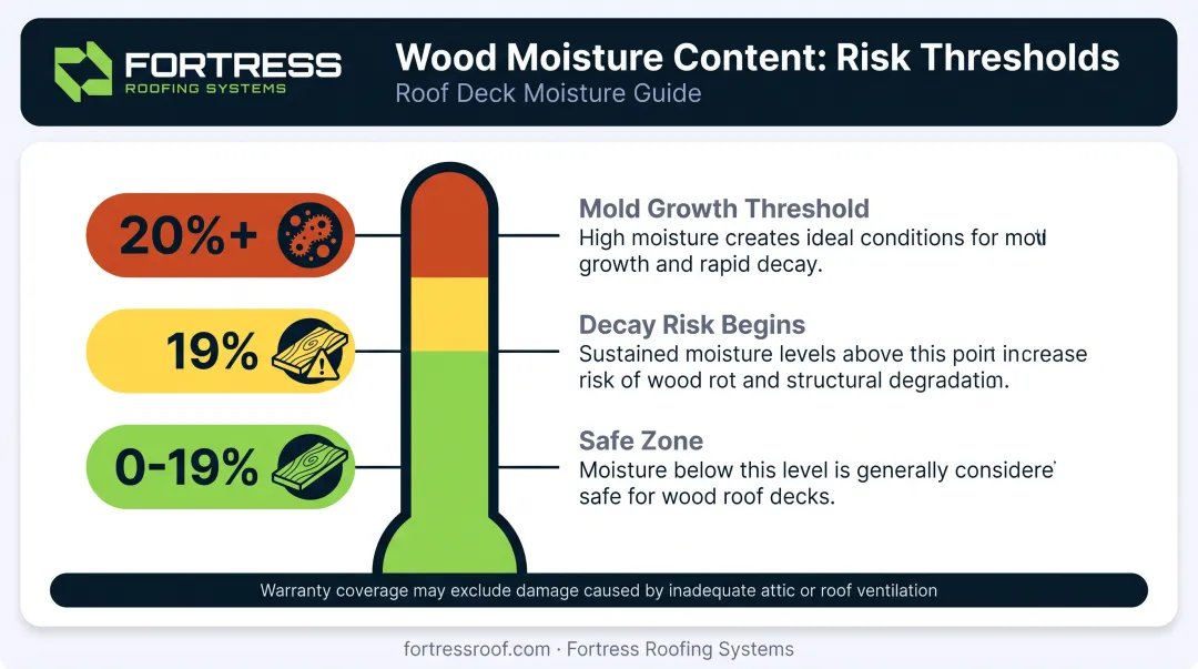 Moisture content thresholds for wood decay and mold growth chart