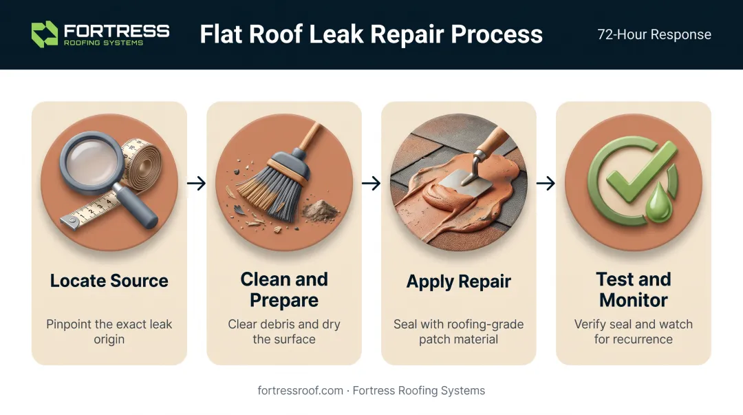 4-step process for locating and fixing flat roof leaks