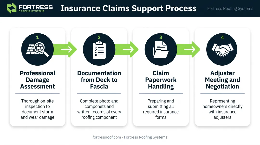 Insurance claims support process from damage assessment to adjuster negotiation