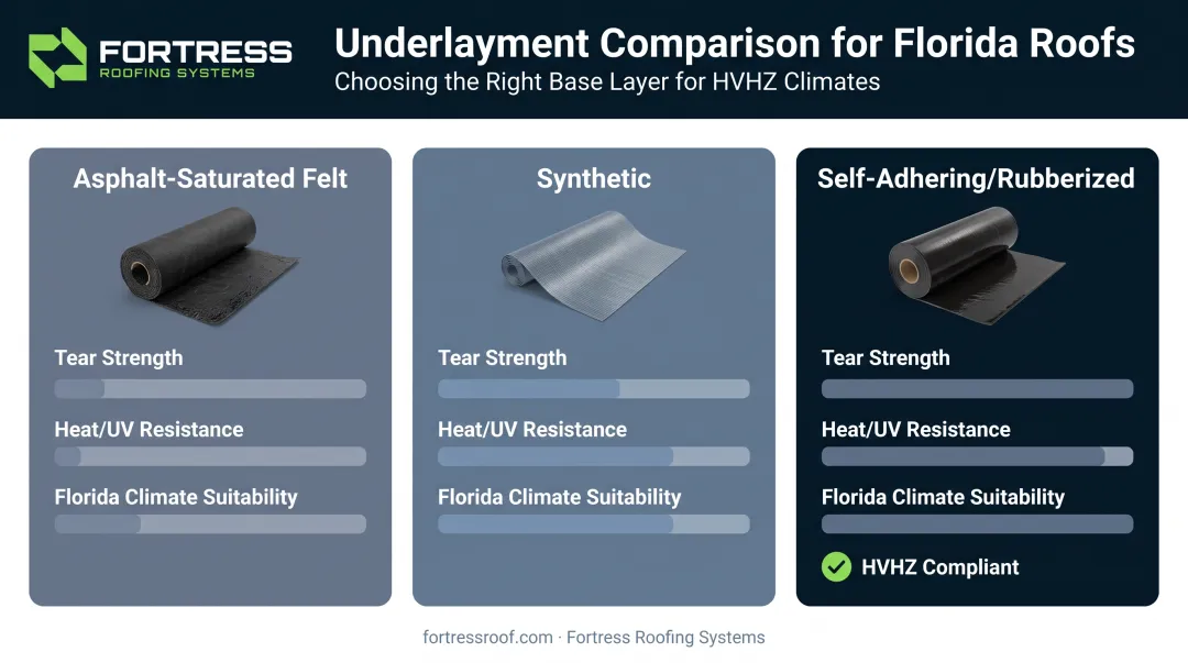 Comparison of felt synthetic and self-adhering tile roof underlayment materials