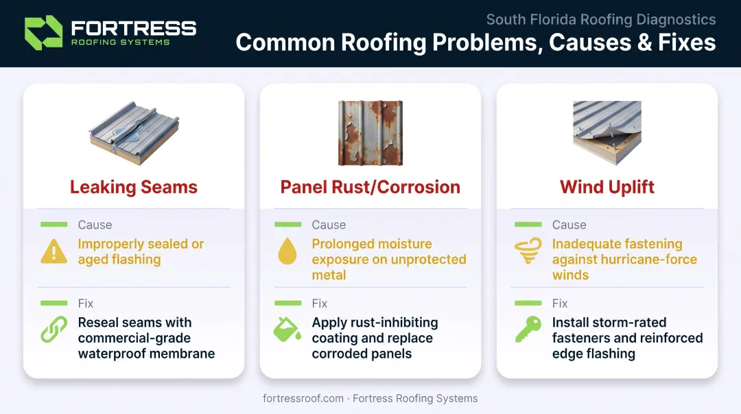 Three common metal porch roof problems causes and fixes comparison chart