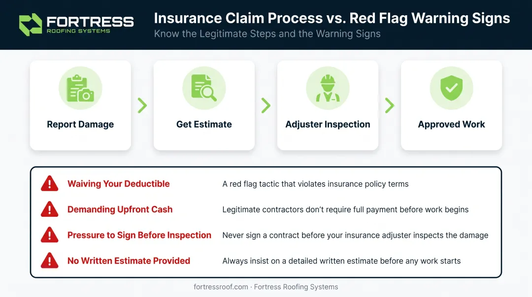 Insurance claim process steps and contractor scam red flags checklist