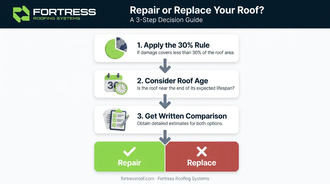 Repair versus replace decision checklist for roof damage assessment