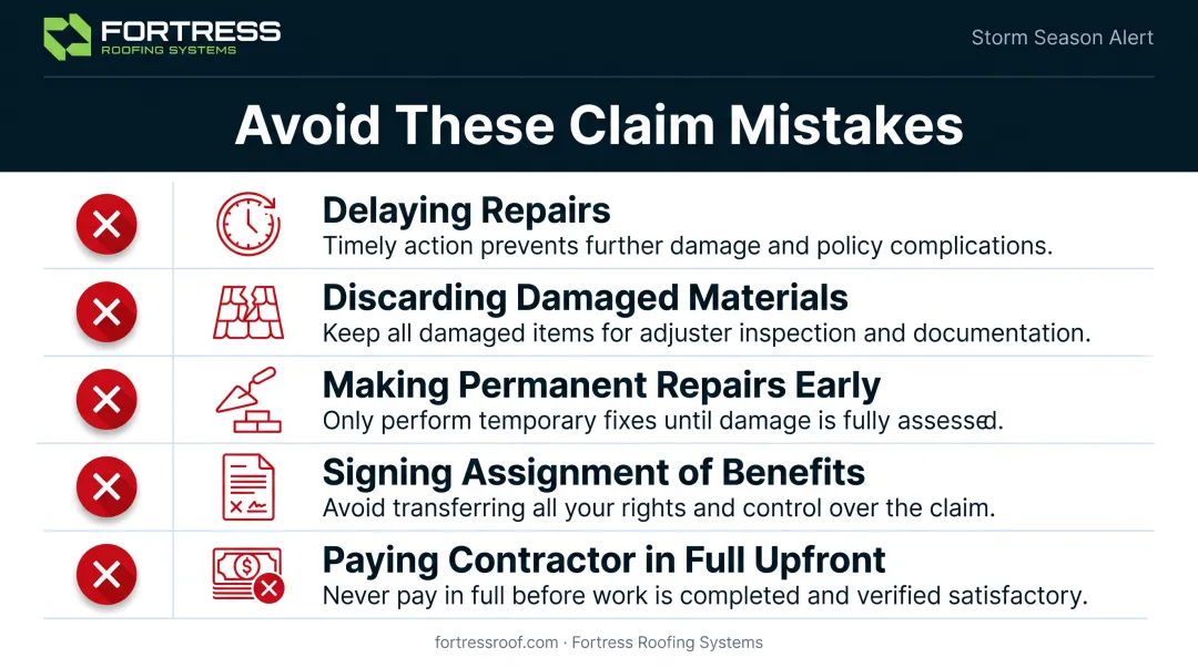 Claim filing mistakes to avoid during roof leak insurance process