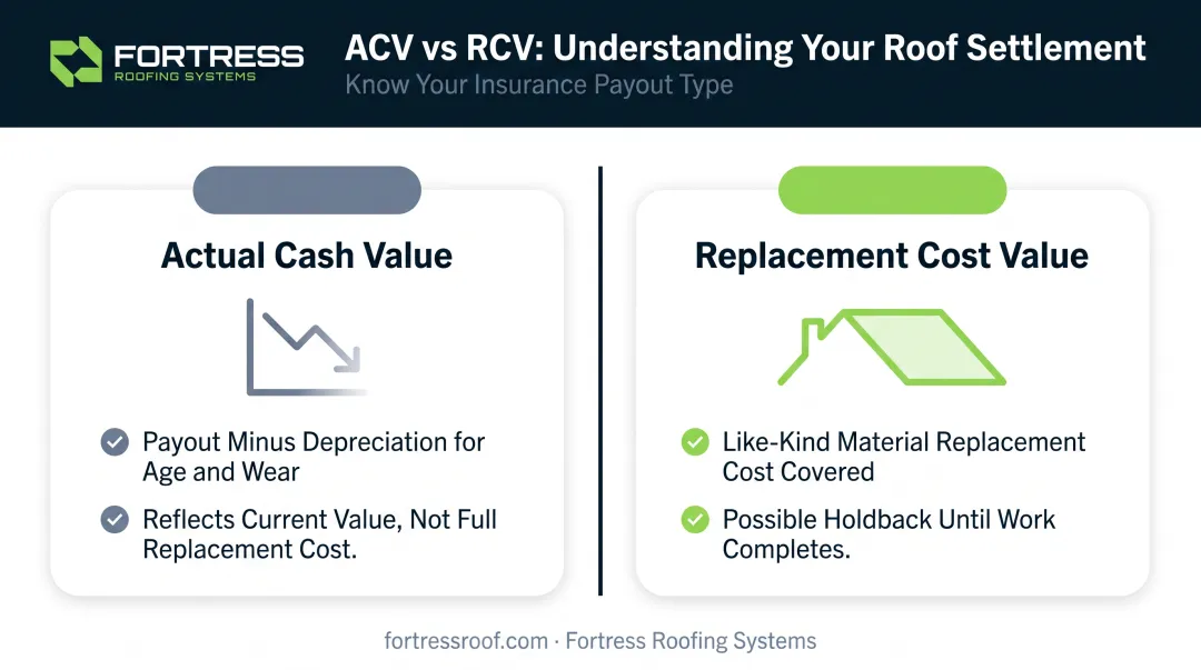 Actual cash value versus replacement cost value insurance payout comparison