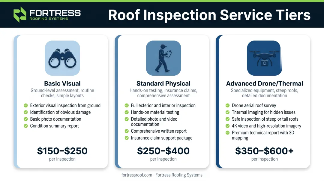 South Florida roof inspection cost breakdown comparison by tier and service level