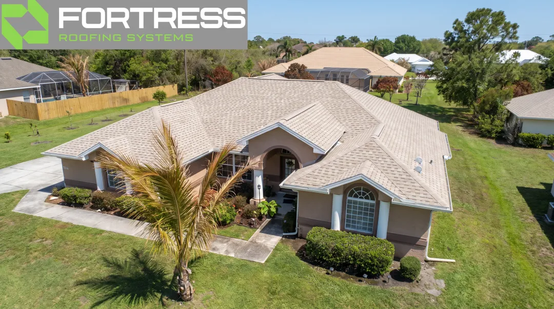 Fortress Sun Reflective Shingle System installed in Cool Sands color on home