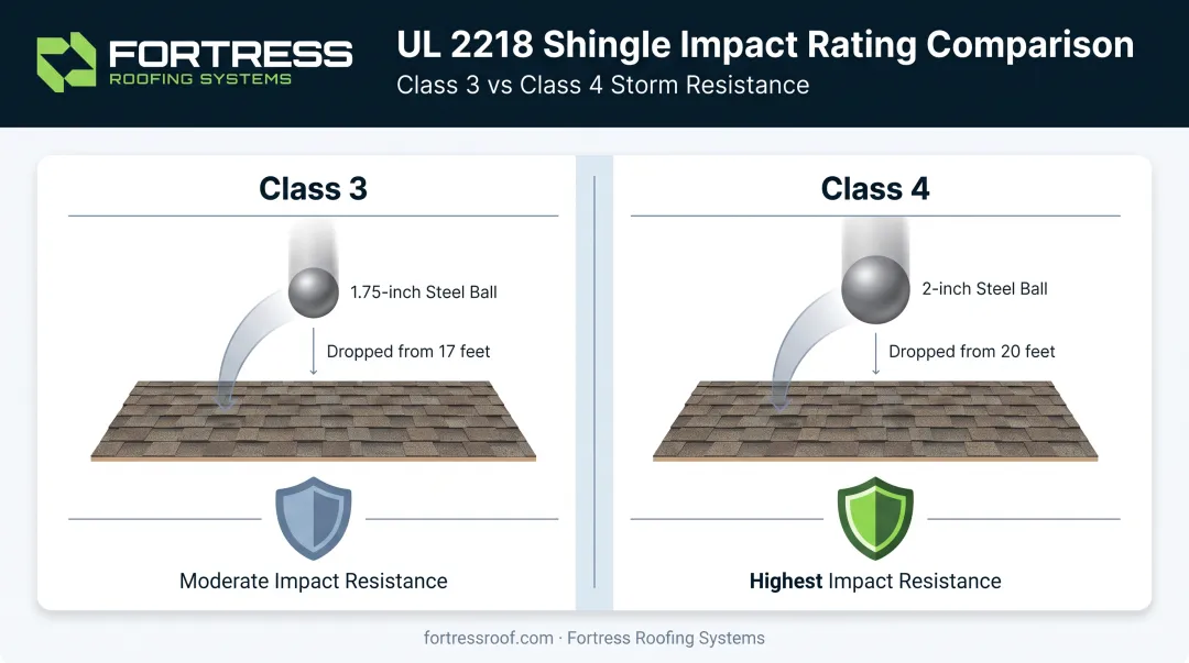 Class 3 versus Class 4 impact resistance rating comparison chart