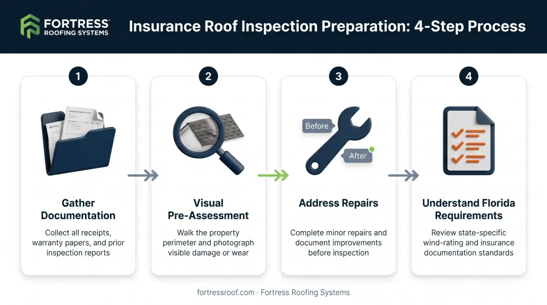 4-step roof inspection preparation process from documentation to Florida compliance requirements