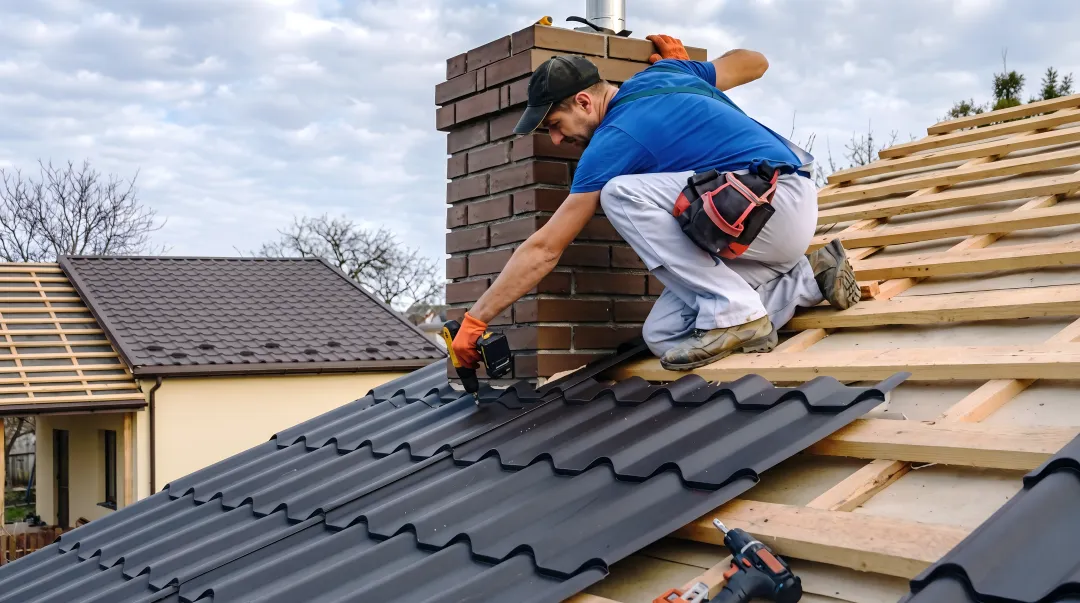 Fortress Roofing Systems installer applying open metal valley flashing