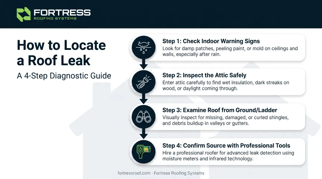 4-step process for finding a roof leak source